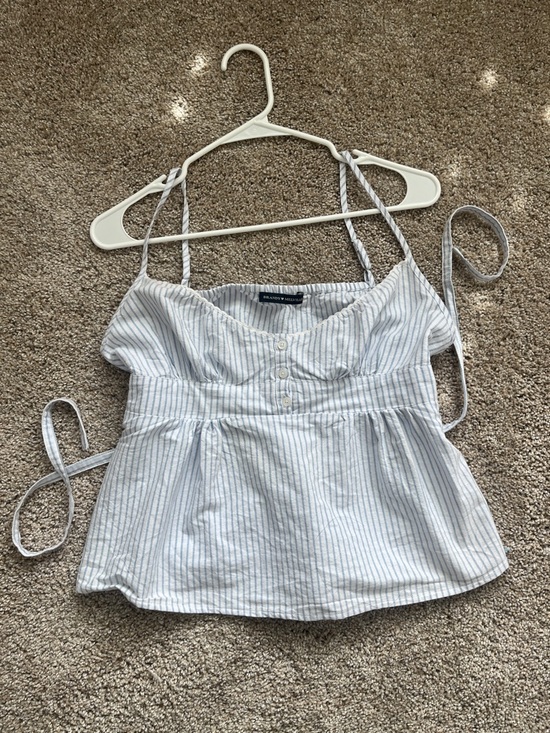 Brandy Melville Tops - Brandy Melville White with Light Blue Pinstripe Tiffany Tank